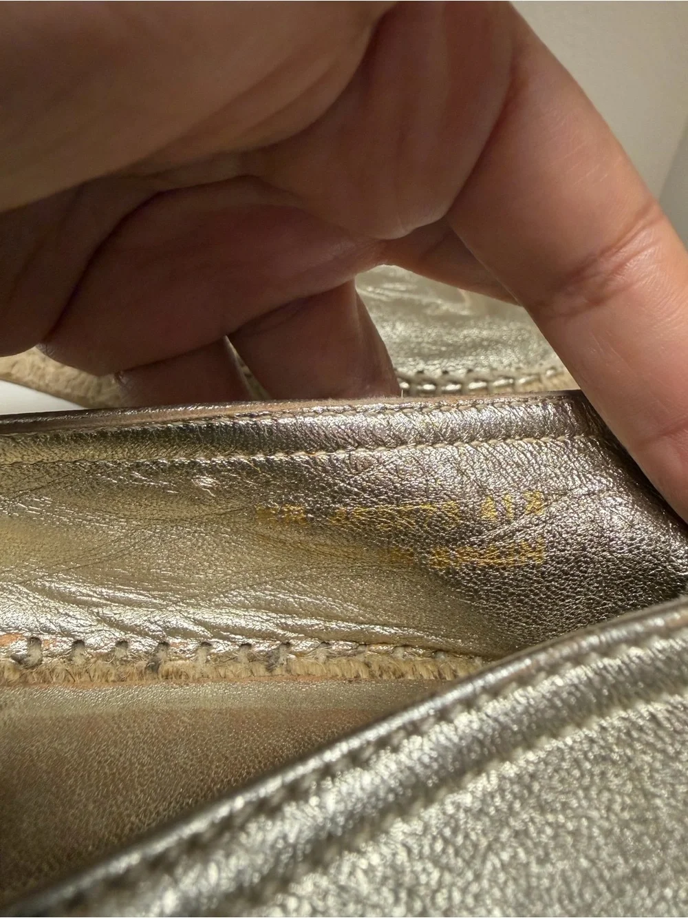 Saint Laurent Metallic Champagne Espadrille Flats